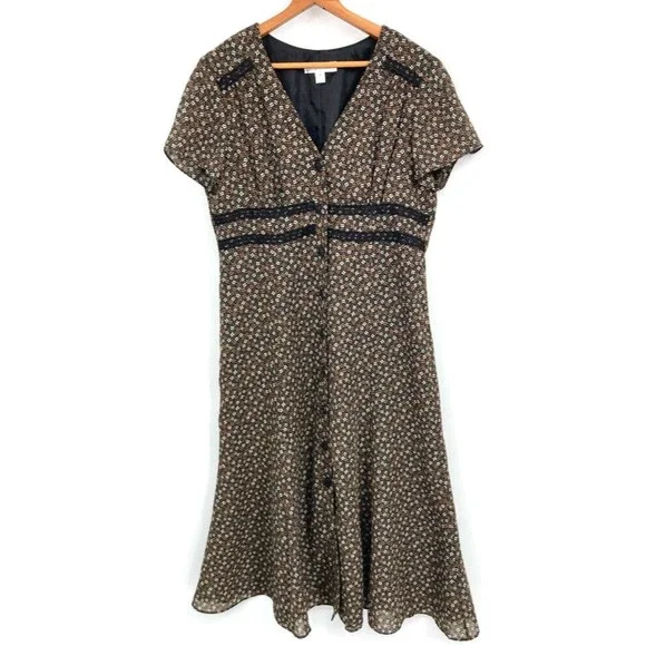 chinese dress ladies Dressbarn White Black Patterned A-Line Dress main image 1
